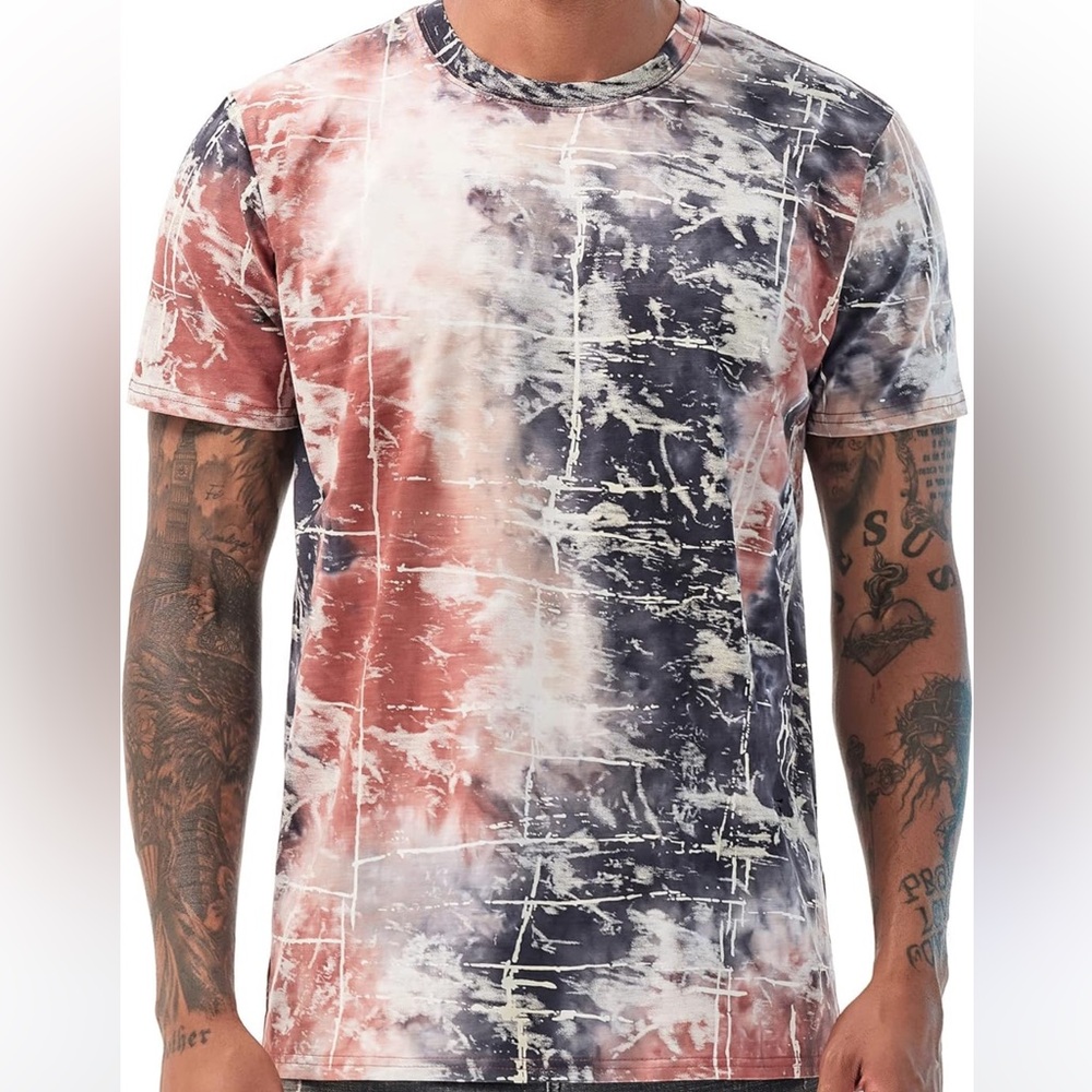 YININF Men’s Hip Hop Tie-Dye Hipster‎ T Shirt Size Large
